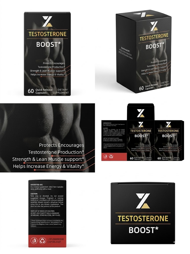 Testosterone Boost - Energy & Vitality Support, 60 Capsules - Image 2