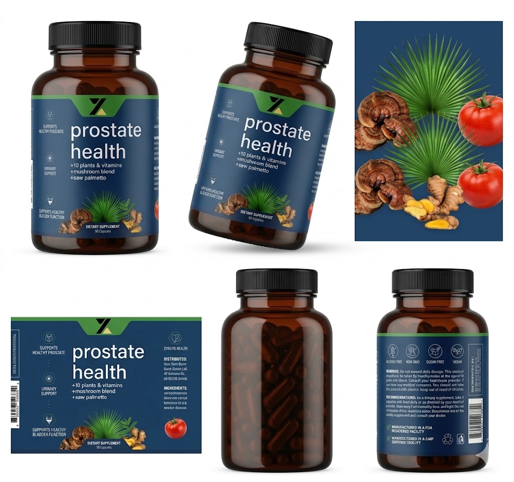 Prostate Support – 10 Potent Plants & Vitamins Mushroom Blend, 90 Capsules - Image 2